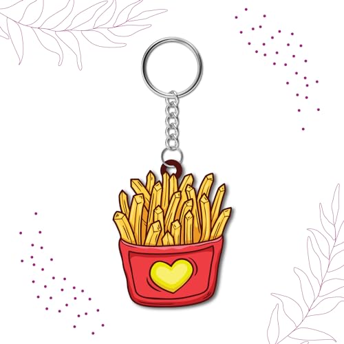 Bhai Please Fries Wooden Keychain for Car, Bike, Office, Home (Pack of 1) Multicolour Key Chain with Ring | Gift for Men, Women, Girls, Boys, Him and Her - Image 3