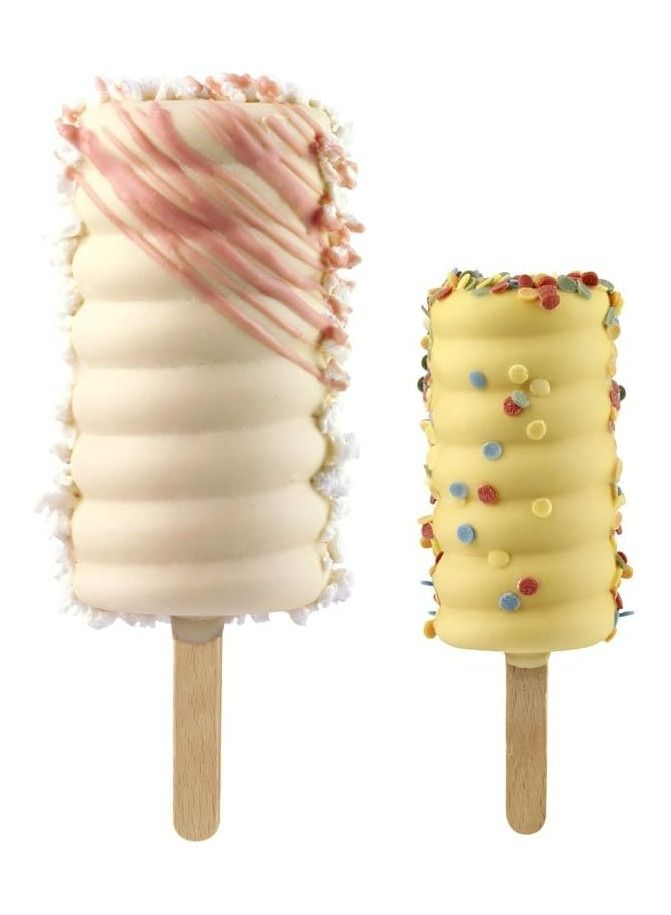 Silikomart عصي خشبية سهلة الاستخدام لصنع الآيس كريم من سيليكومارت، مجموعة من 100 قطعة، لون بيج، سيليكون - Image 4