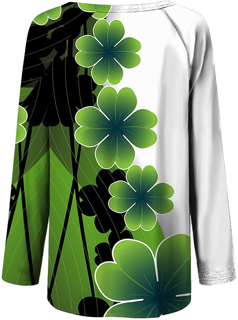 cheekyglo St Patricks Day Sweatshirts for Women Loose Long Sleeve Shirts Shamrock Print Blouse Saint Patricks Day Pullover Tops - Image 5
