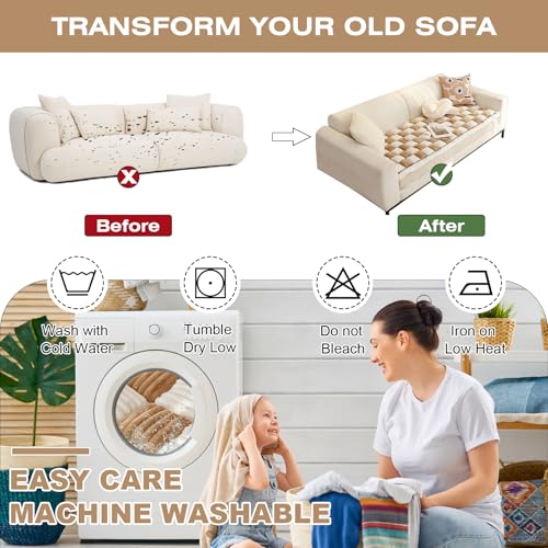VC Life VClife Pet Couch Cover Non Slip Sofa Cover for 2 Cushion Couch Sofa Pet Friendly Furniture Protector for Dogs, Washable Fluffy Sofa Cushion Covers for Living Room Bedroom, Gray, 23.6" x 51" - Image 5