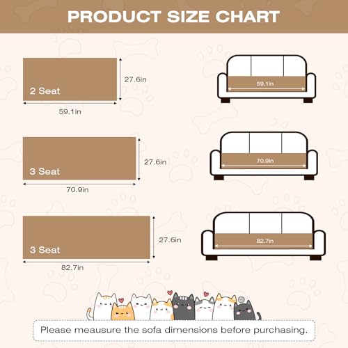 VC Life VClife Pet Couch Cover Non Slip Sofa Cover for 2 Cushion Couch Sofa Pet Friendly Furniture Protector for Dogs, Washable Fluffy Sofa Cushion Covers for Living Room Bedroom, Gray, 23.6" x 51" - Image 2