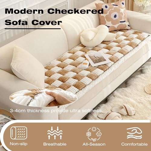 VC Life VClife Pet Couch Cover Non Slip Sofa Cover for 2 Cushion Couch Sofa Pet Friendly Furniture Protector for Dogs, Washable Fluffy Sofa Cushion Covers for Living Room Bedroom, Gray, 23.6" x 51" - Image 3