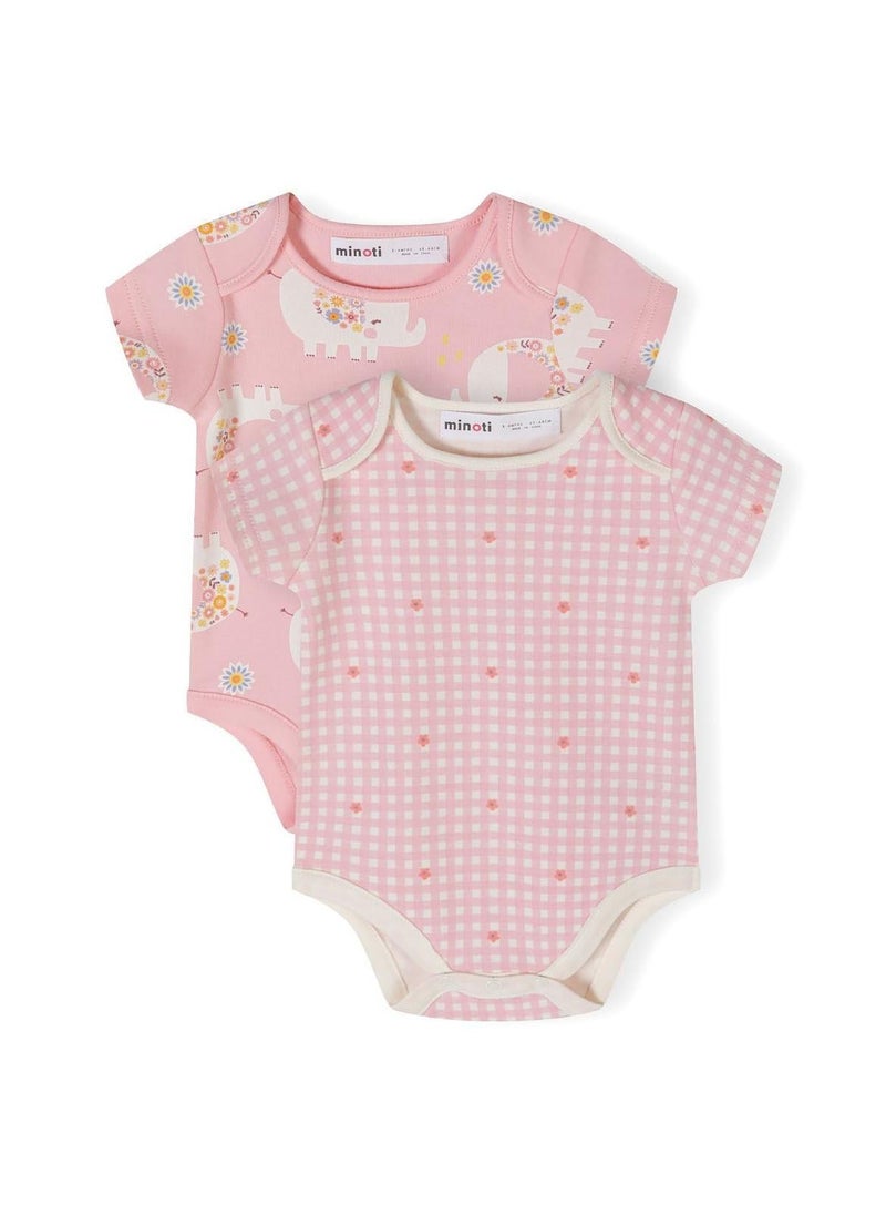 MINOTI 2-Pack Short Sleeve Baby Bodysuits with Snap Closures - Image 1