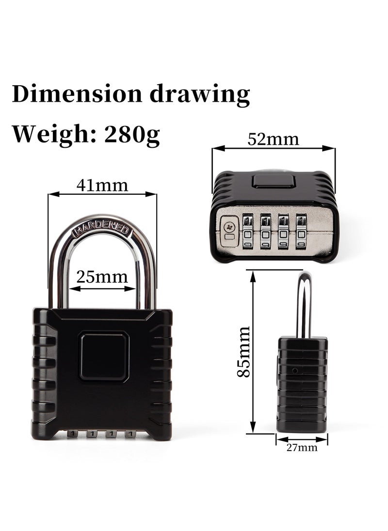 Heavy Duty Combination Padlocks Outdoor, 52mm Stainless Steel 4 Digit Locker Code Padlock Weatherproof, 4 Digit Combination Padlock for Home Shed Fence Warehouse Garage Black - Image 5