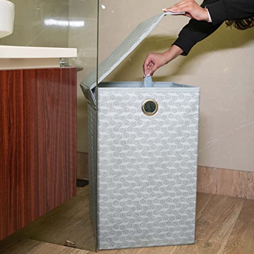Homestrap Printed Non-Woven Laundry Basket with Lid and Handle – 75L Foldable Cloth Storage Hamper for Clothes, Towels, Toys, Shoes | Collapsible Organizer for Bedroom, Bathroom & More (Grey) - Image 5