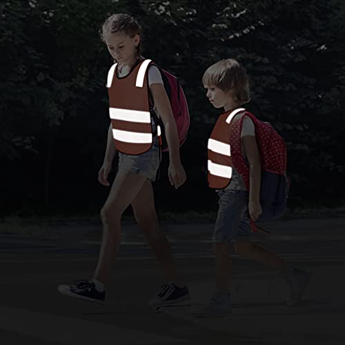 Geyoga 2 Pieces Kids Reflective Vest Child Safety Visibility Vest for Boys Girls Cycling Skiing Runner (Orange) - Image 5