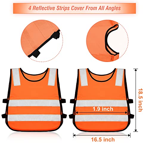 Geyoga 2 Pieces Kids Reflective Vest Child Safety Visibility Vest for Boys Girls Cycling Skiing Runner (Orange) - Image 3