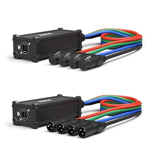 LyxPro Audio Snake Channel XLR 3 Pin Multi Network Breakout for Stage Sound Lighting and Recording Studio XLR to RJ45 Ethercon with 3 Feet Cable Connection (Pair of 4) - Image 1