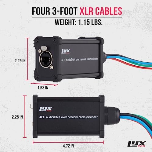 LyxPro Audio Snake Channel XLR 3 Pin Multi Network Breakout for Stage Sound Lighting and Recording Studio XLR to RJ45 Ethercon with 3 Feet Cable Connection (Pair of 4) - Image 2
