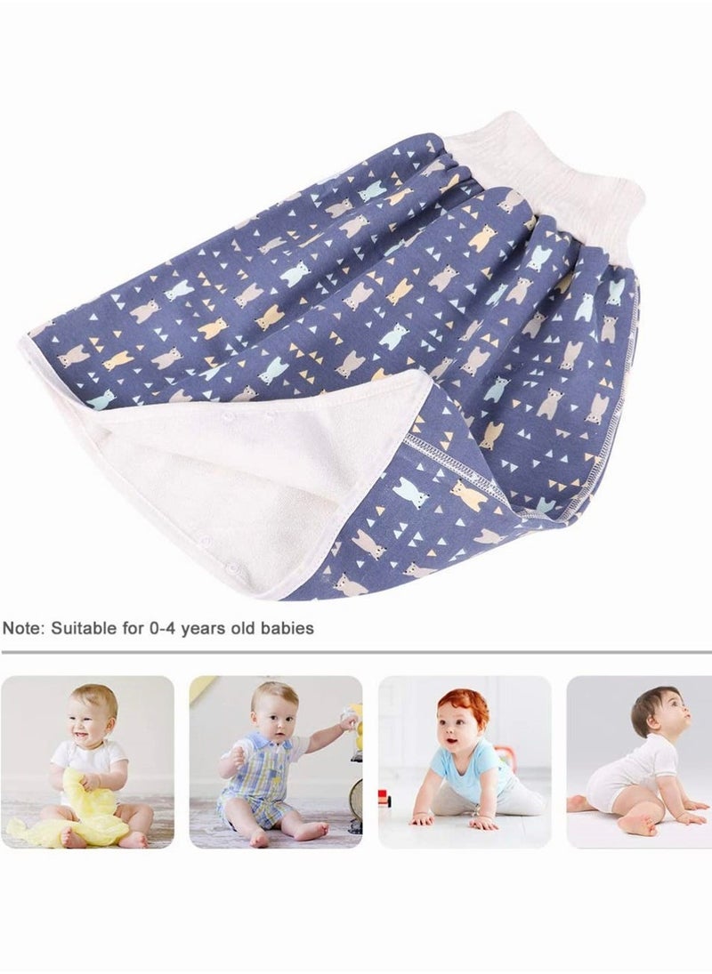 Eco-Friendly Reusable Cotton Diaper Pants for Toddlers Washable Waterproof Potty Training Nappy Dark Blue - Image 3