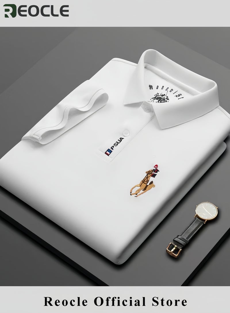 ريوكل قميص بولو رجالي مطرّز قميص كاجوال للأعمال بأكمام قصيرة قمصان غولف مزودة بأزرار - Image 4