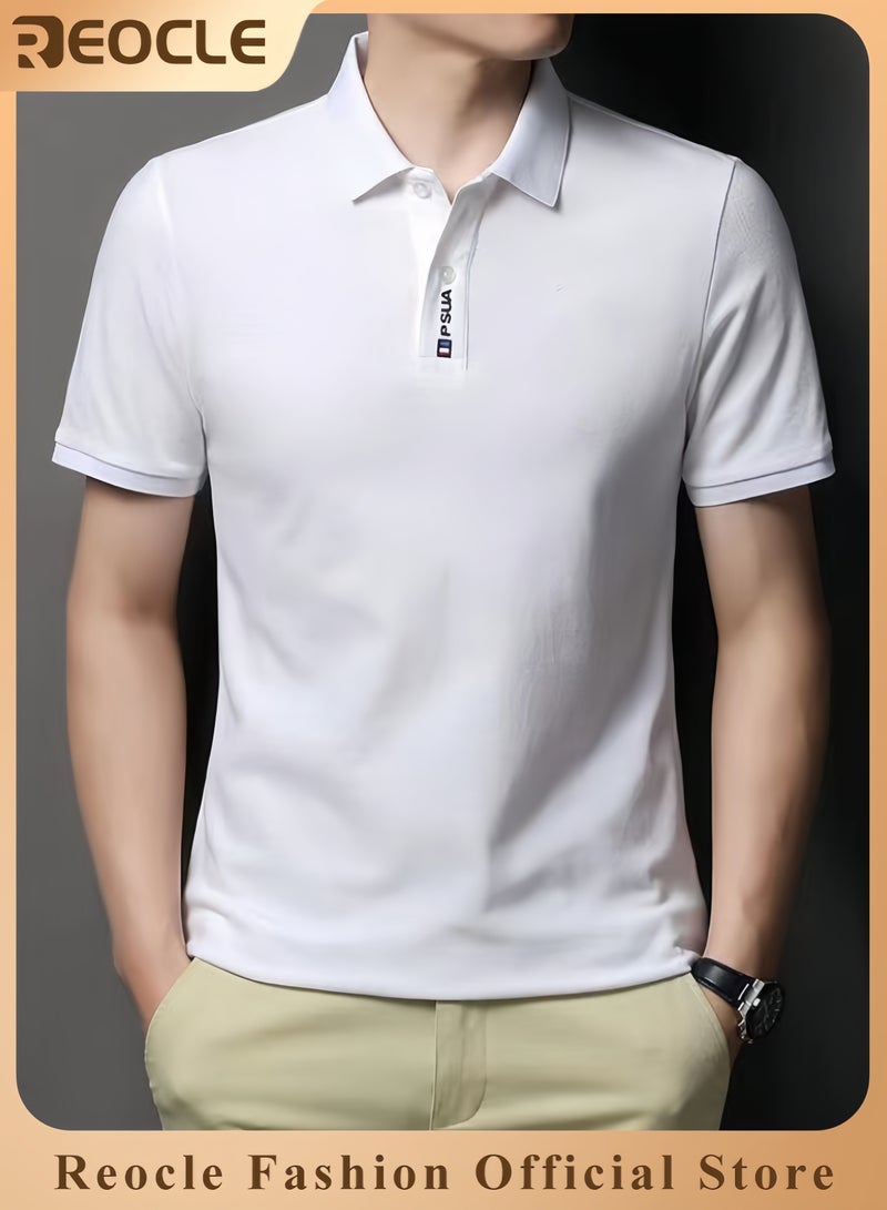 ريوكل قميص بولو رجالي مطرّز قميص كاجوال للأعمال بأكمام قصيرة قمصان غولف مزودة بأزرار - Image 1