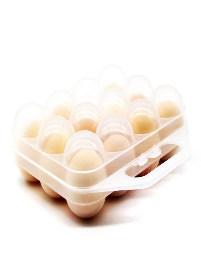 JAMOR 12 Grid Egg Storage Box Portable Box Basket, Shockproof Eggs Storage Necessary For Camping And Picnic, Portable Thickened Egg Box For Travel And Outdoor (White) - Image 1