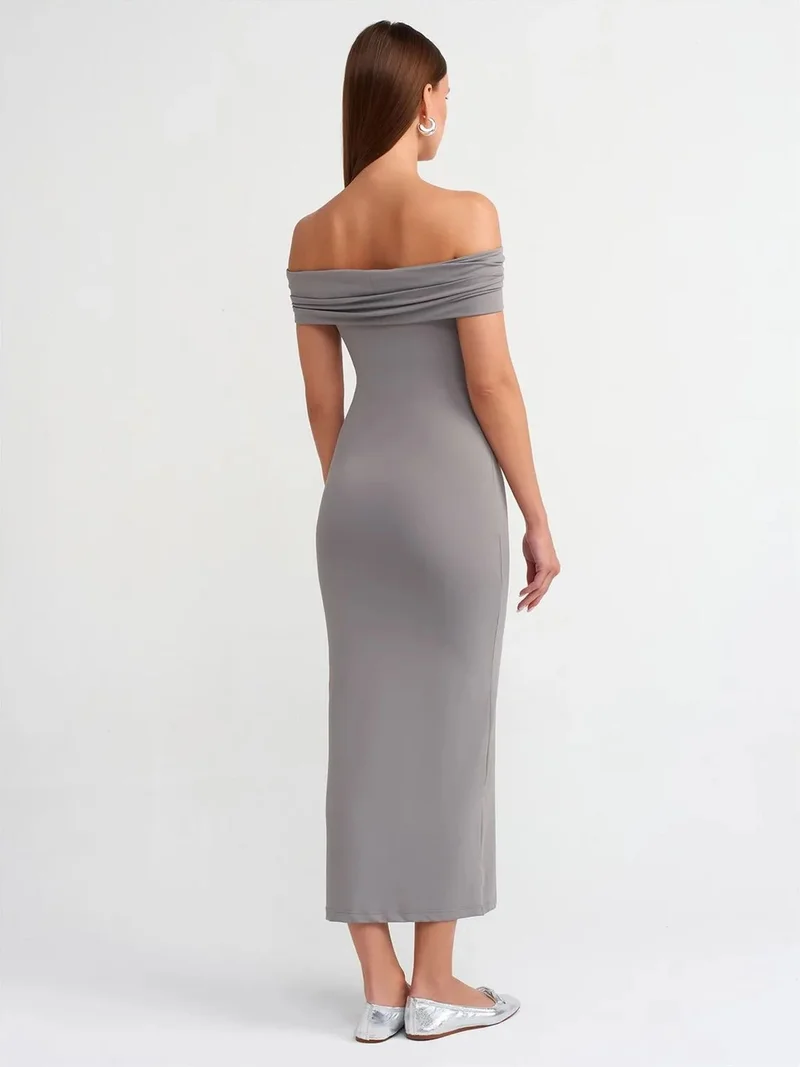 ديلفين Dilvin Off-Shoulder Bodycon Midi Dress