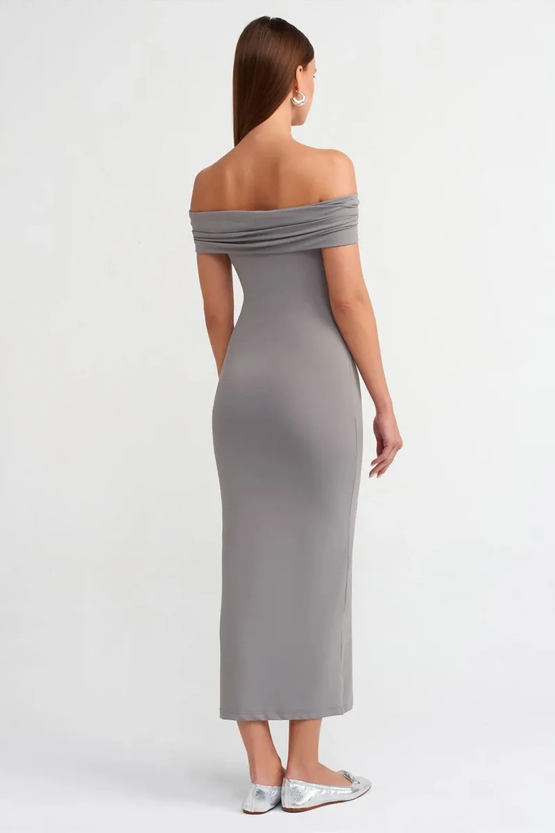 ديلفين DILVIN Off-Shoulder Bodycon Midi Dress