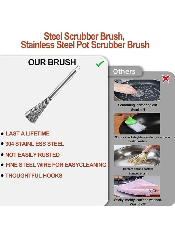Brush for Kitchen Stainless Steel Wire and Handle with Hang Hook Scrub Dish Pot Stove Plate Washing Sink Tank Mug Cup BBQ Scrubber - Image 5