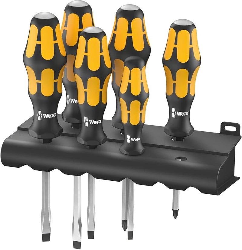 ويرا مجموعة مفاتيح البراغي Wera Chisel Driver/rack 932/918 من Kraftform، باللون الأصفر/الأسود، مكونة من 6 قطع - Image 1