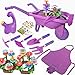 Qtioucp 16Pcs Kids Gardening Tools Outdoor Toys Set Backyard Play with 93 PCS DIY Flower Garden Building Preschool Activities Purple - Image 4