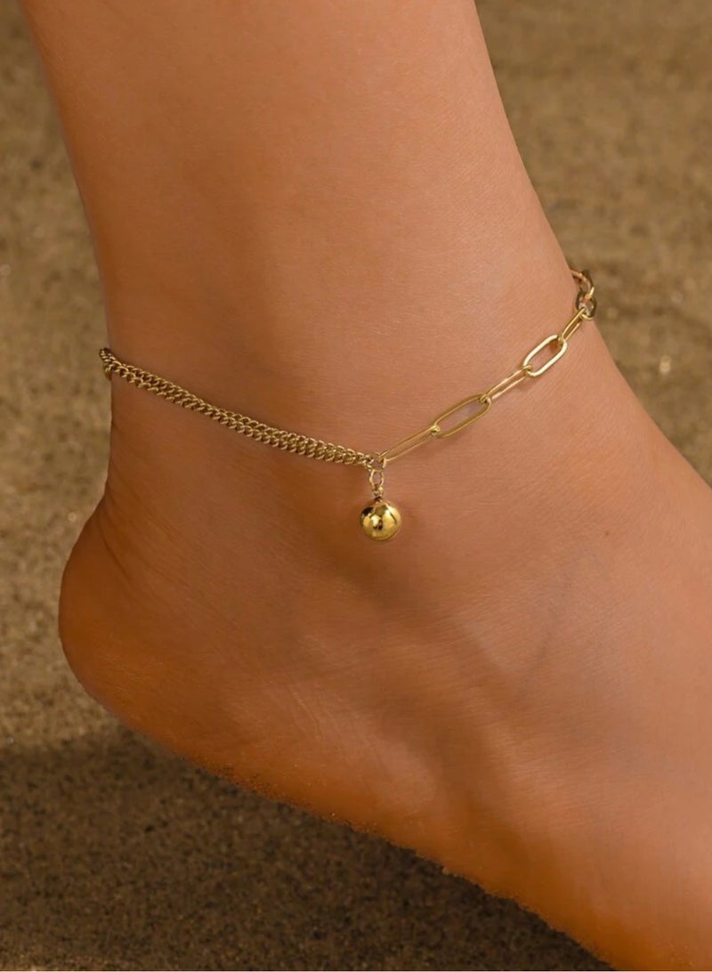 إيكوال خلخال نسائي أنيق من الاستانلس ستيل مطلي باللون الذهبي - Image 1