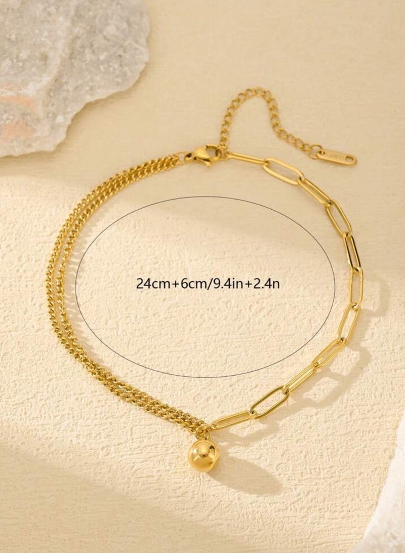 إيكوال خلخال نسائي أنيق من الاستانلس ستيل مطلي باللون الذهبي - Image 4