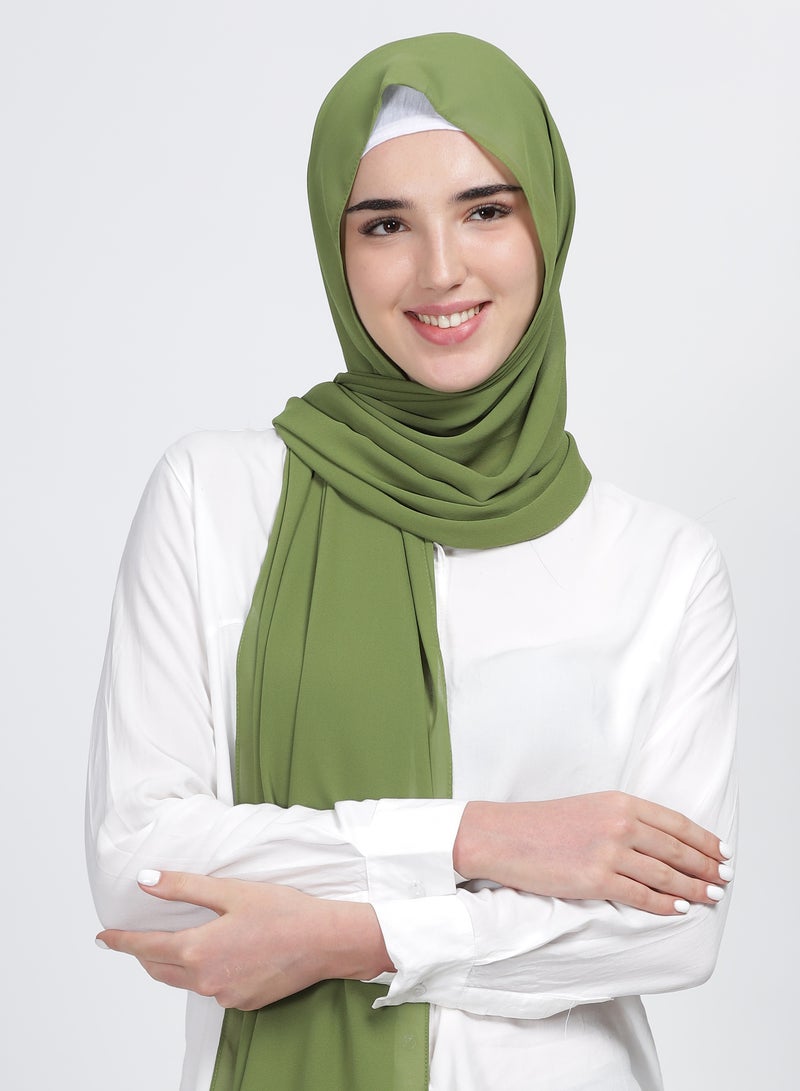 Moja Premium Georgette Hijab - Moss Green - Image 1