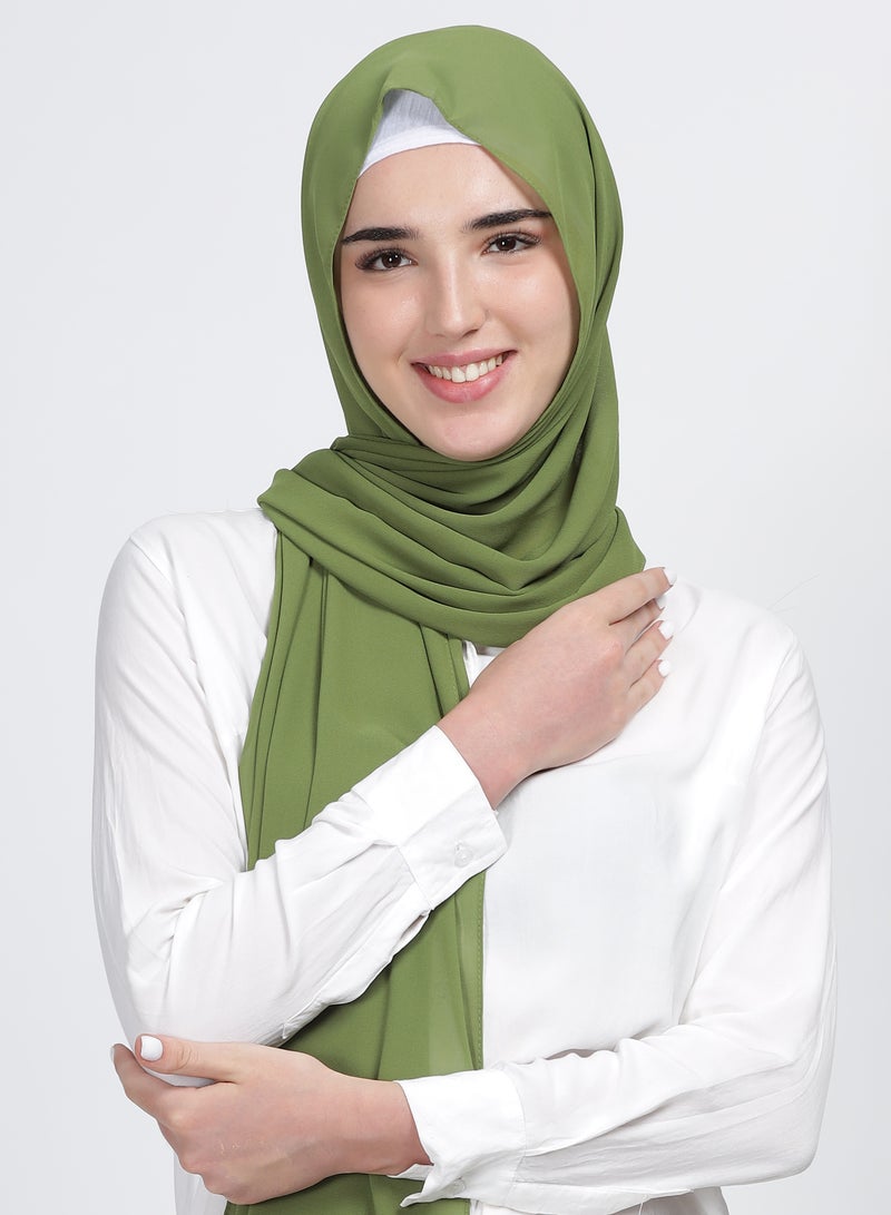 Moja Premium Georgette Hijab - Moss Green - Image 2