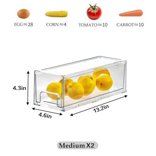 MANO 2Pack Clear Fridge Drawers Pull Out Stackable Refrigerator Drawer Organizer Bins Pantry Storage Box Plastic Food Containers for Kitchen Bathroom Office Closet(X-Small) - Image 3