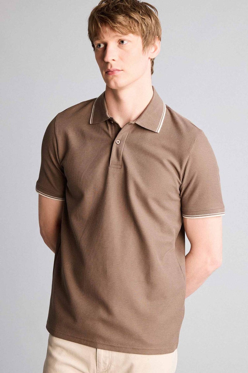 DeFacto Regular Fit Waffle Short Sleeve Polo T-Shirt - Image 1
