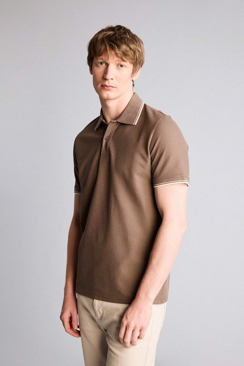 DeFacto Regular Fit Waffle Short Sleeve Polo T-Shirt - Image 3