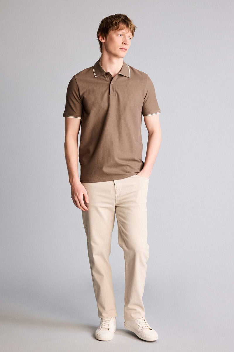 DeFacto Regular Fit Waffle Short Sleeve Polo T-Shirt - Image 2