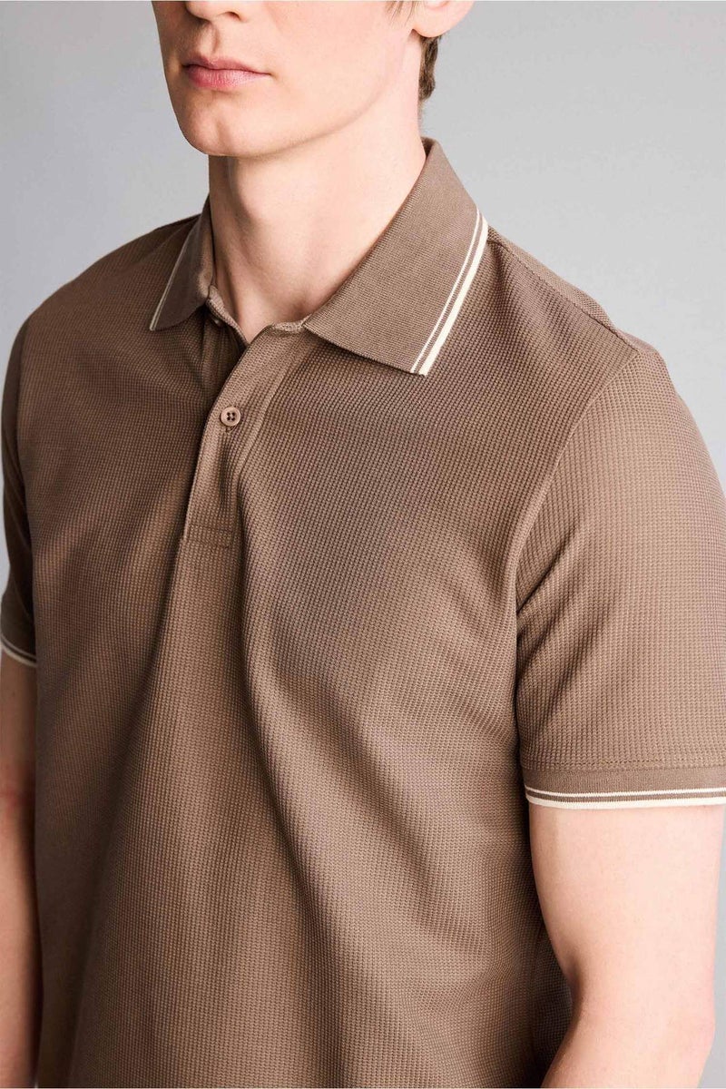 DeFacto Regular Fit Waffle Short Sleeve Polo T-Shirt - Image 4