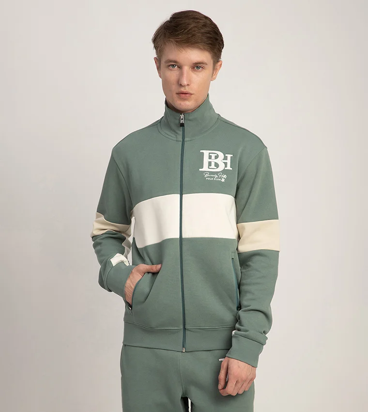 BEVERLY HILLS POLO CLUB Logo Embroidered Zip-Through Jacket