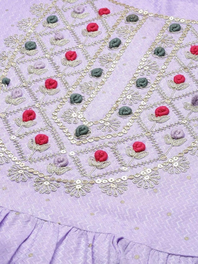 آي شين طقم كورتا نسائي بنفسجي قطني مع بنطلون ودوباتا - Image 2