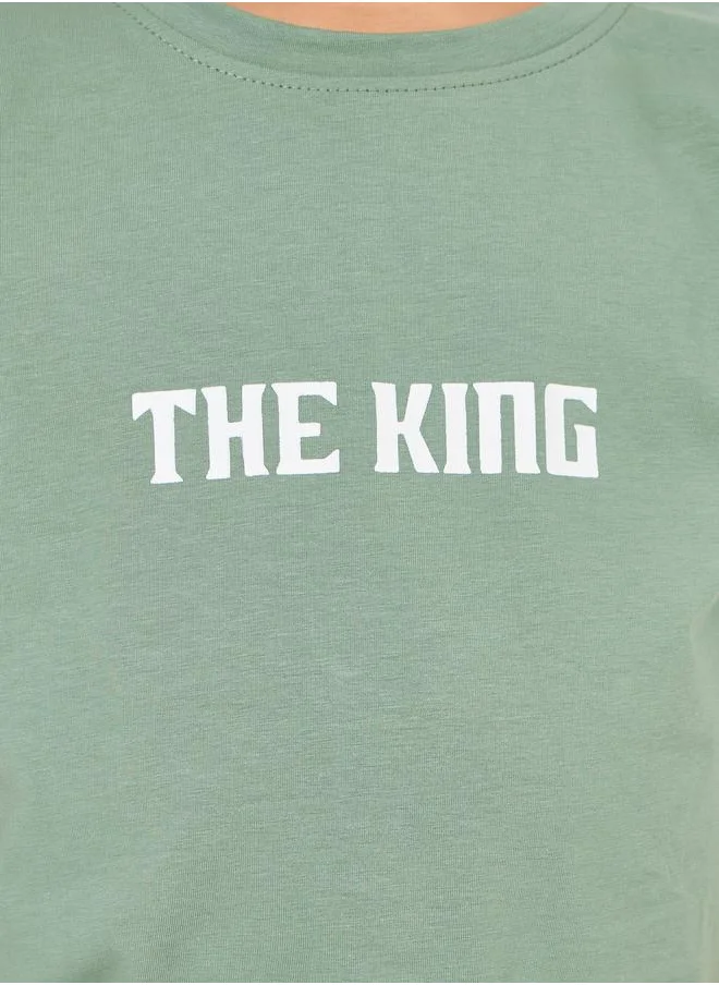 Styli Slogan Print Drop Shoulder T-Shirt