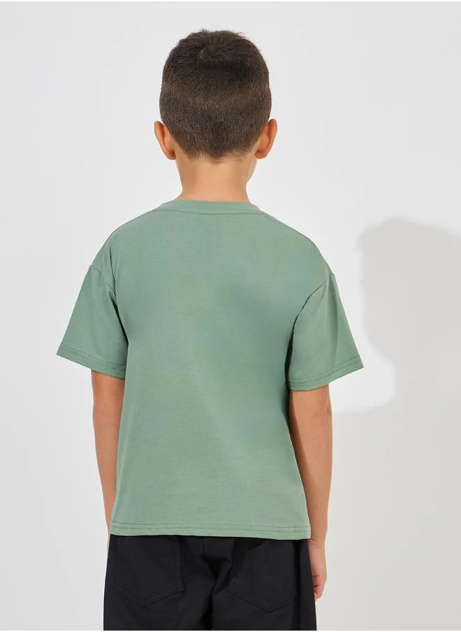 Styli Slogan Print Drop Shoulder T-Shirt