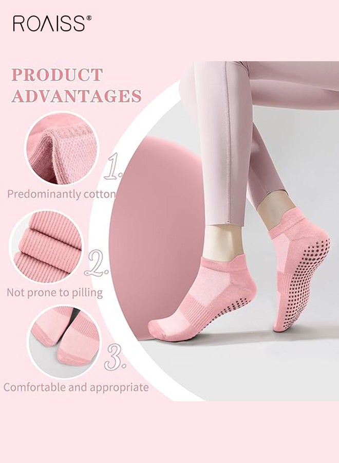 roaiss Women's 3 Pairs Anti-Slip Breathable Pilates Socks for Women Set of 3 Gradient Color Non Slip Grip Socks, Designed for Yoga Barre Hospital Use Barefoot Activities Arch Support Comfort - Image 2