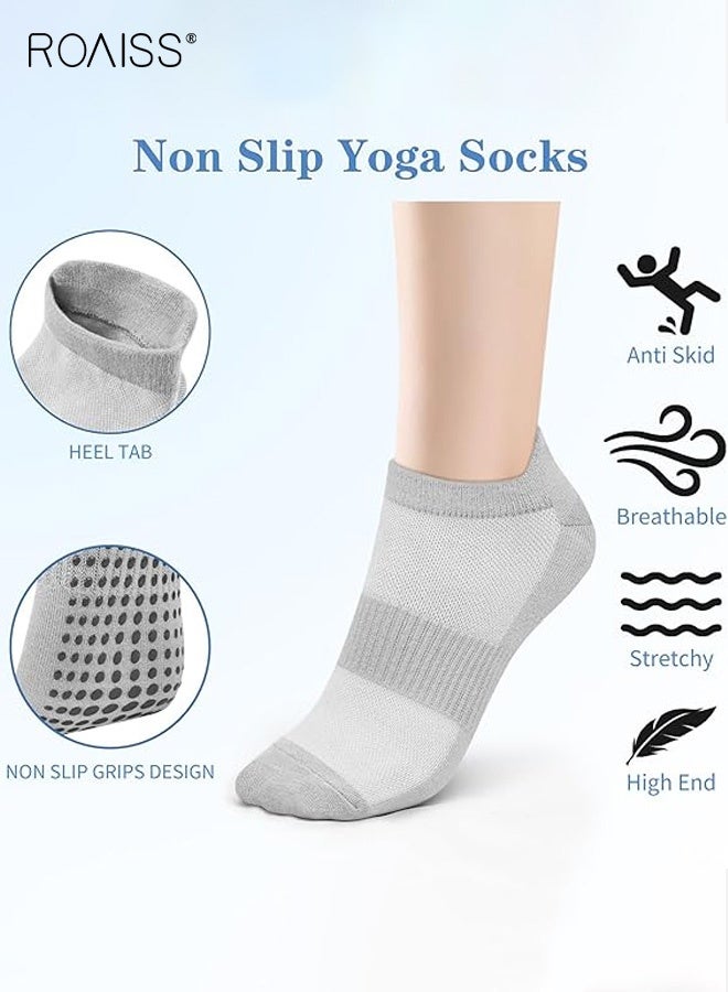 roaiss Women's 3 Pairs Anti-Slip Breathable Pilates Socks for Women Set of 3 Gradient Color Non Slip Grip Socks, Designed for Yoga Barre Hospital Use Barefoot Activities Arch Support Comfort - Image 3