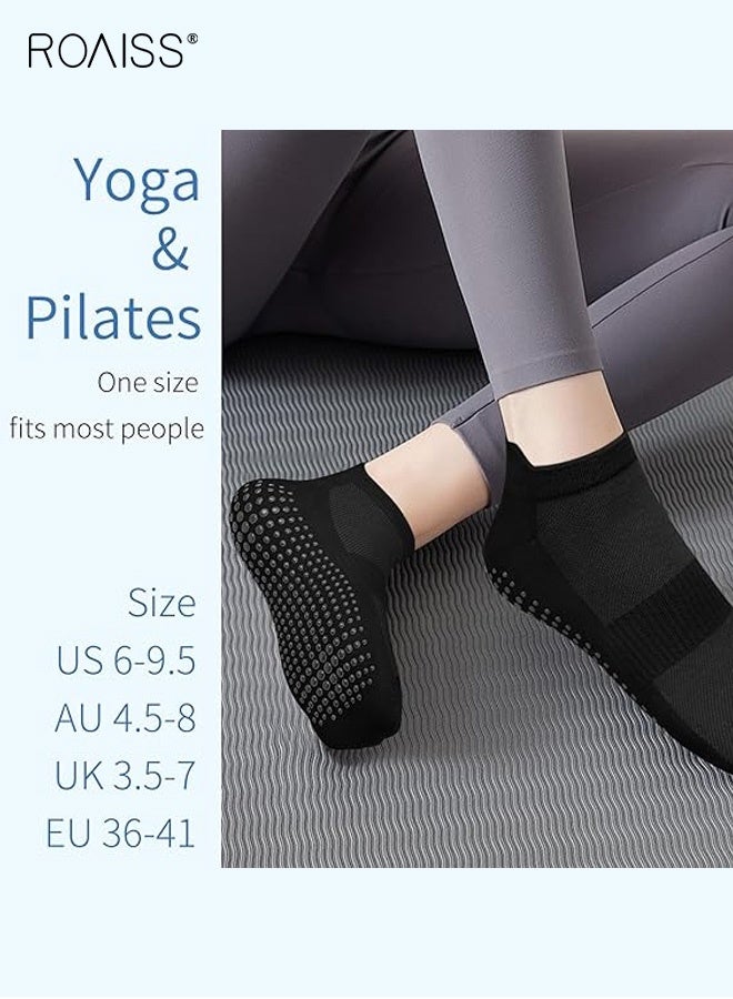 roaiss Women's 3 Pairs Anti-Slip Breathable Pilates Socks for Women Set of 3 Gradient Color Non Slip Grip Socks, Designed for Yoga Barre Hospital Use Barefoot Activities Arch Support Comfort - Image 4