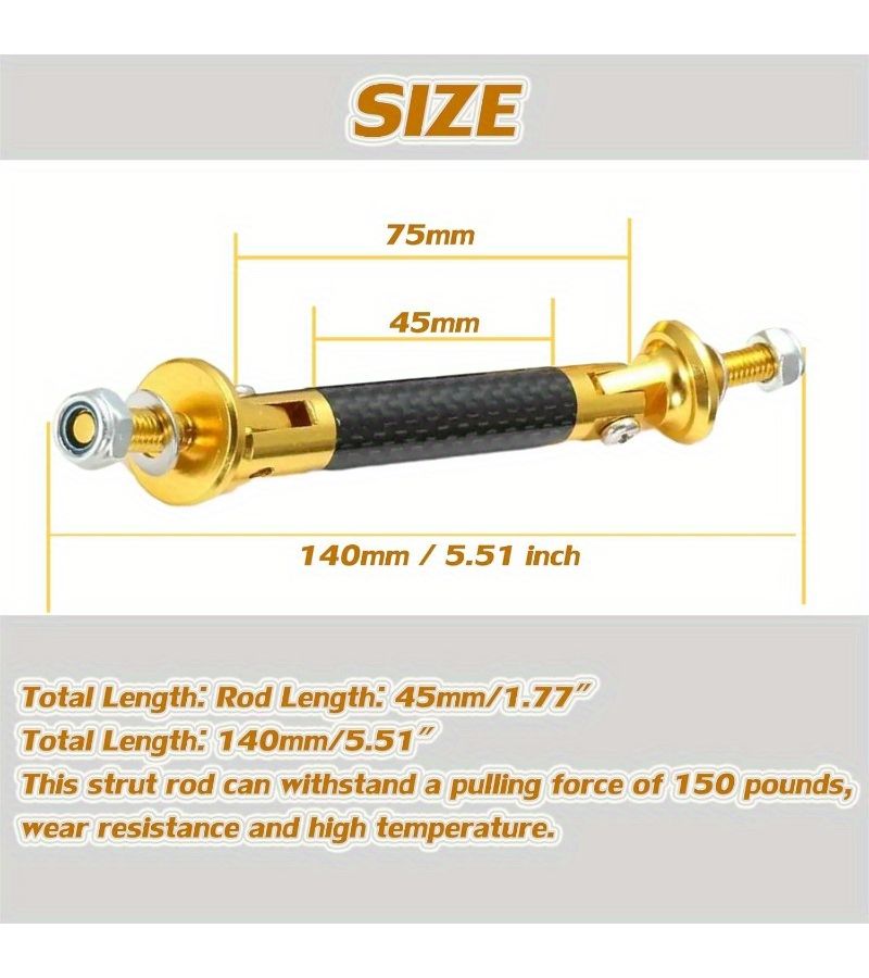 Black Universal Automotive Bumper Support Strut Kit 45mm Anti Scraping Lip Guard With Lever Fasteners - Image 3