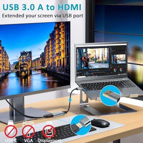 Herfair USB to HDMI Adapter [1080P Full HD, Built-in Driver] HDMI Adapter for Laptop to Monitor USB 3.0 to TV Screen Converter for MacOS/Windows 11/10/8.1/8/7 Computers Desktops PC MacBook - Image 3
