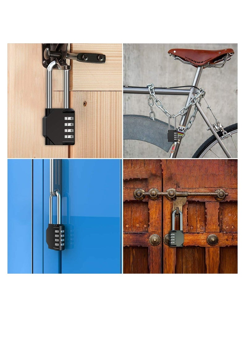 Combination Padlock Heavy Duty Lock - Weatherproof Padlock, Resettable Lock, 2.5inch Long Shackle 4-Digit Zinc Alloy Combination Lock for Shed Fence Gate, School, Gym, Toolbox - 2 Pack - Image 2