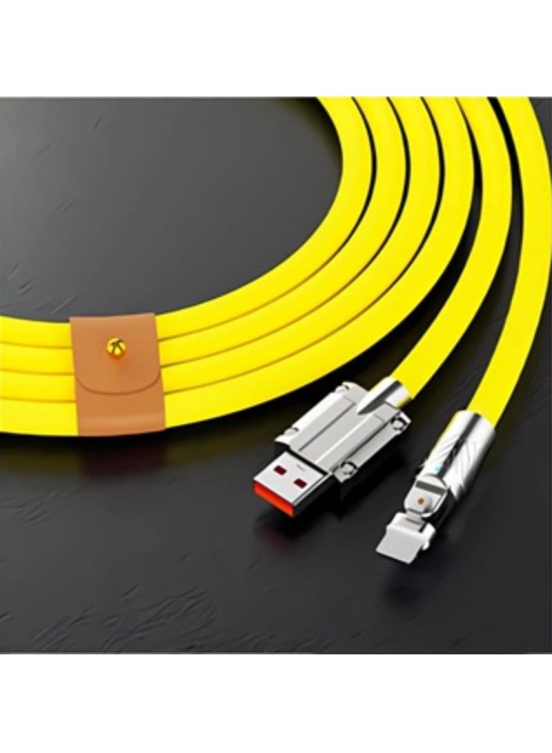 AROAQ Zinc Alloy Rotating Charging Cable, 2m USB To C Super Fast Charging Zinc Alloy PVC USB Cable, Durable Flexible Rotary Charge Cable, (2 Meters—type-c Bare Cable (Huawei, Letv Head) Yellow) - Image 1
