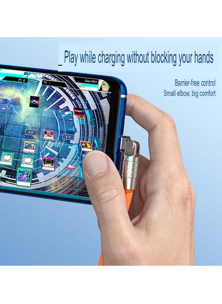 AROAQ Zinc Alloy Rotating Charging Cable, 2m USB To C Super Fast Charging Zinc Alloy PVC USB Cable, Durable Flexible Rotary Charge Cable, (2 Meters—type-c Bare Cable (Huawei, Letv Head) Yellow) - Image 3