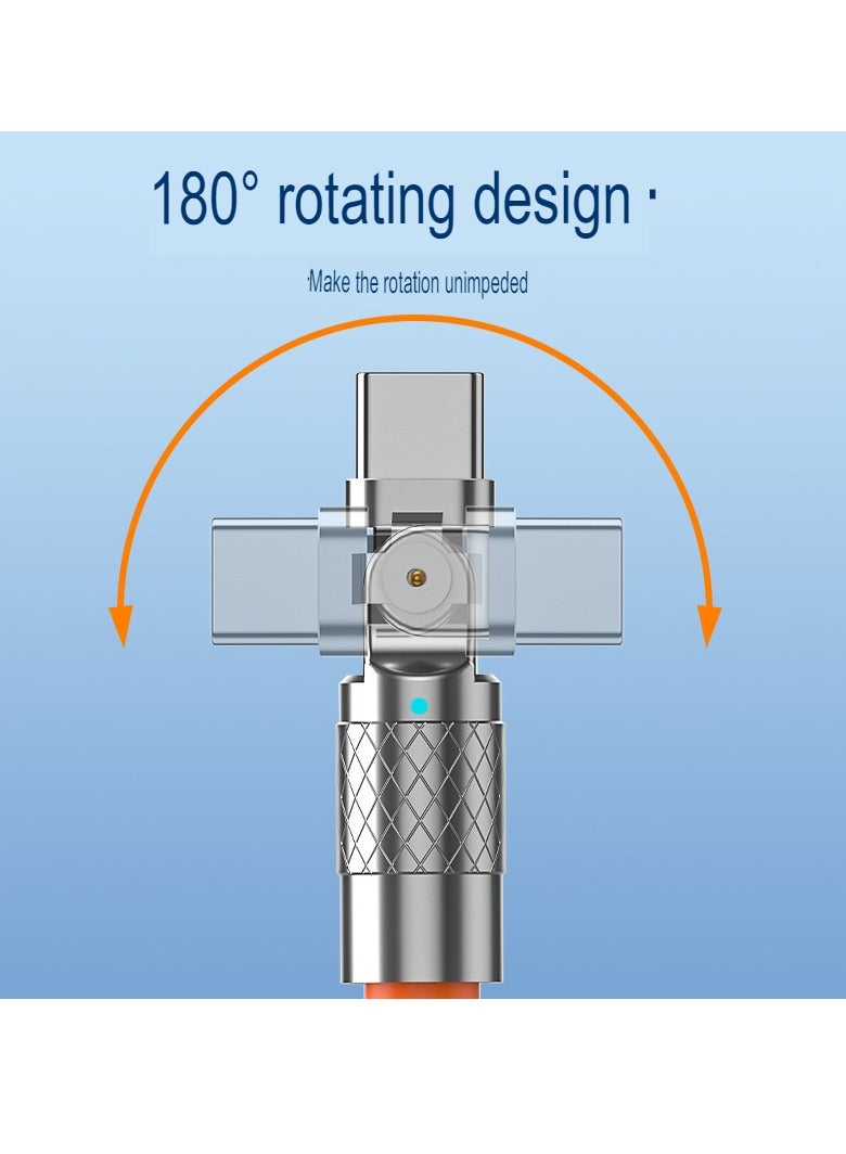 AROAQ Zinc Alloy Rotating Charging Cable, 2m USB To C Super Fast Charging Zinc Alloy PVC USB Cable, Durable Flexible Rotary Charge Cable, (2 Meters—type-c Bare Cable (Huawei, Letv Head) Yellow) - Image 4