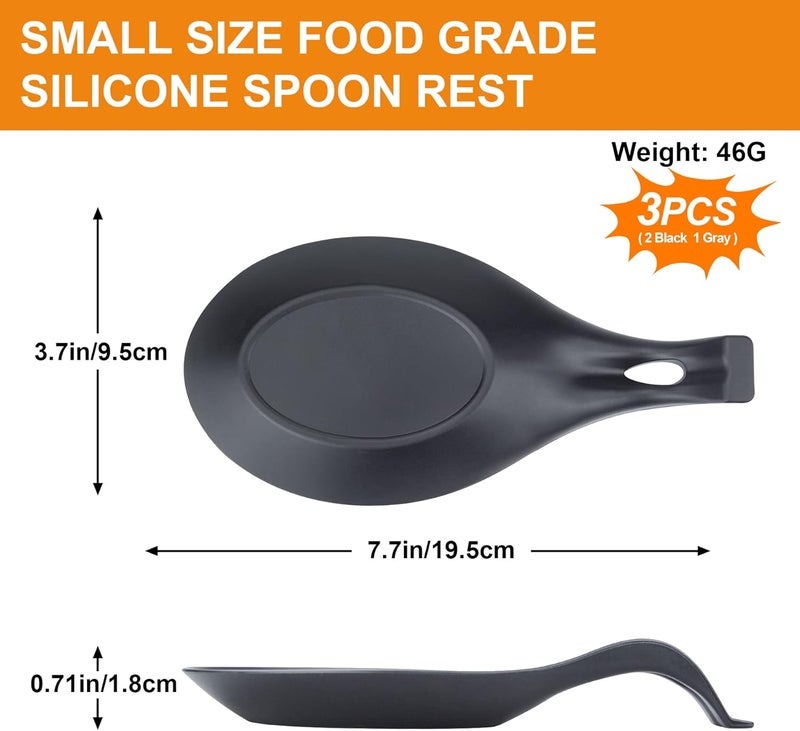 TROUSKAIG Spoon Rest for Stove Top, 3 Pack Small Silicone Spoon Holder for Kitchen Counter, Coffee Spoon Rest, Heat Resistant Cooking Spoon Holder Perfect Kitchen Gadgets - Image 2