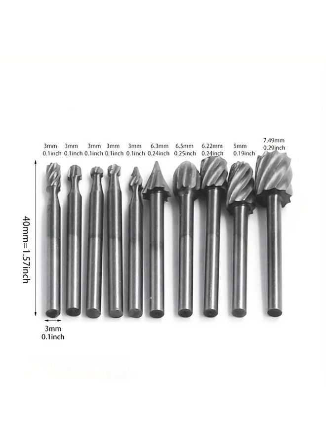 10 Pcs Golden Titanium Wood Rotary Milling File Cutter Woodworking Carving Tools - Image 3