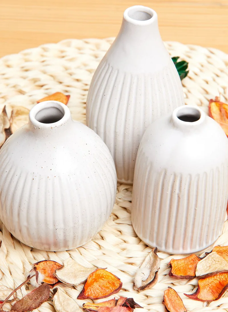 Sass & Belle Set Of 3 Grooved Bud Vases