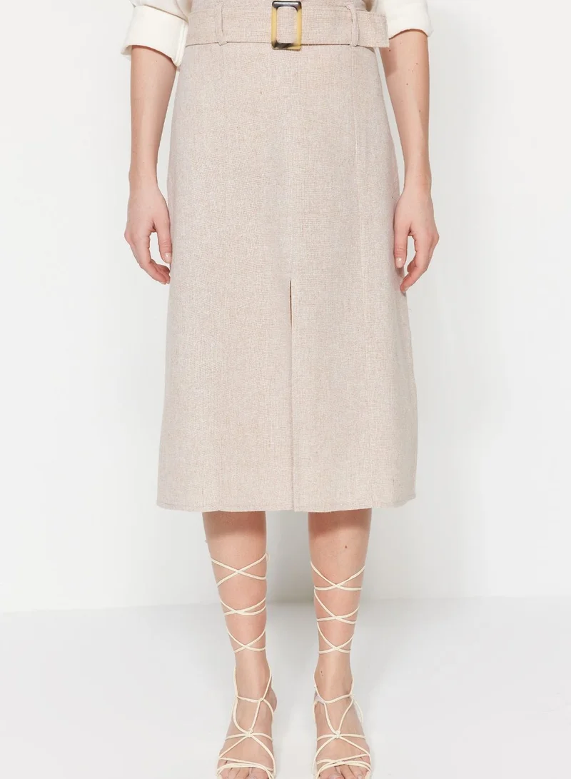 trendyol Belted Slit Detail Skirt