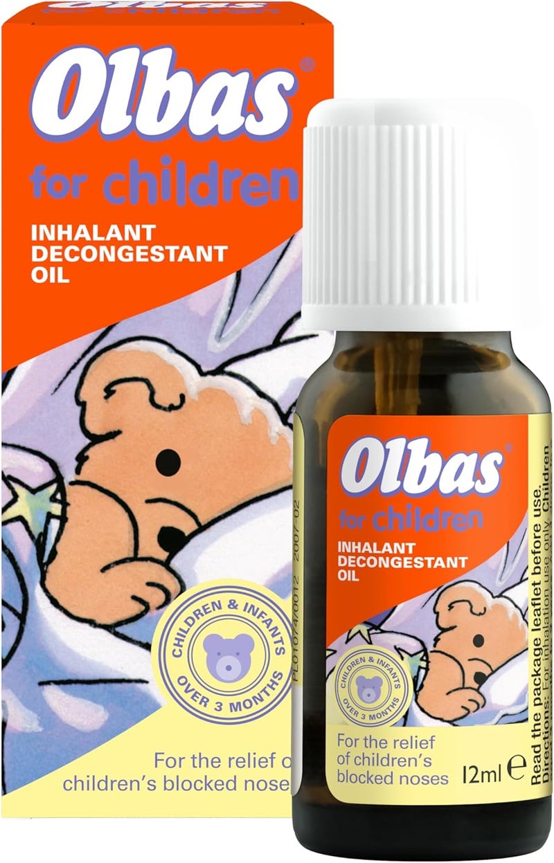 Olbas Oil For Children 12ml Inhalant Decongestant Oil Relief from Catarrh Colds Blocked Sinuses For Children over 3 Months Old 12 ml Pack of 1 - Image 1