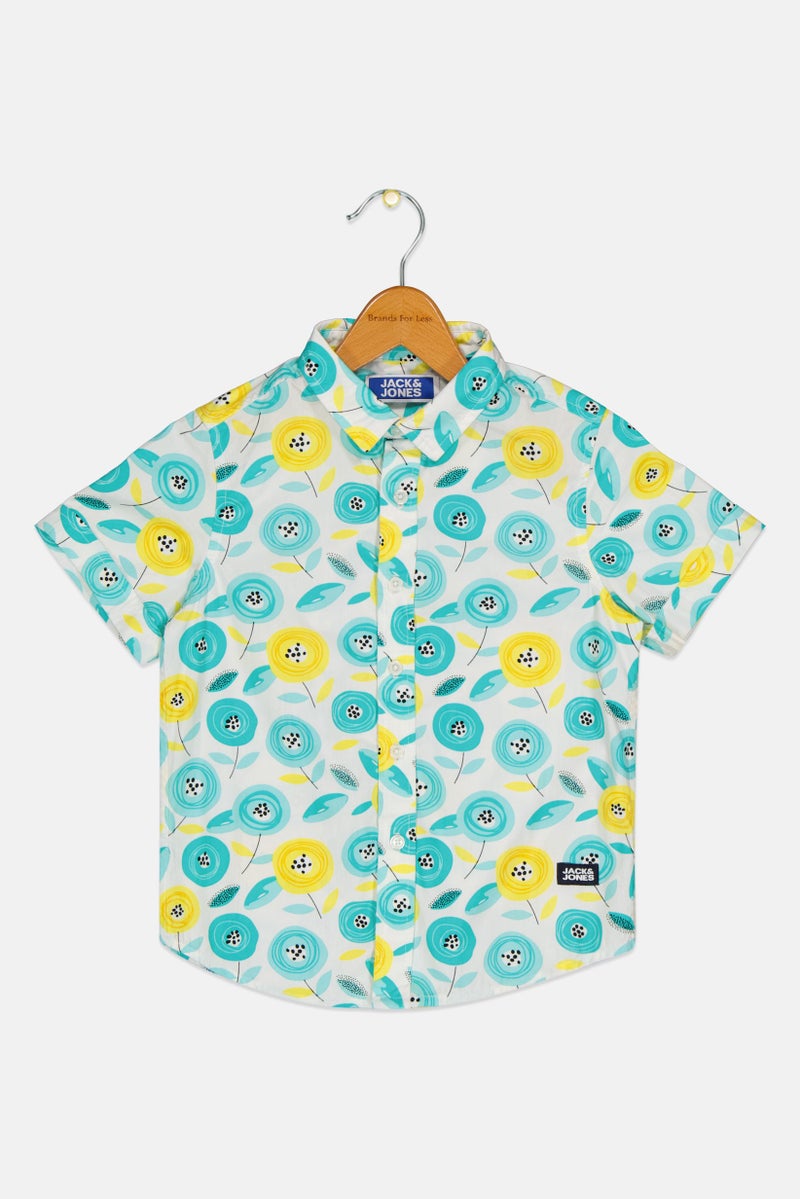 JACK & JONES Kids Boy Spread Collar Short Sleeve Allover Print Casual Shirt, Multicolor - Image 2